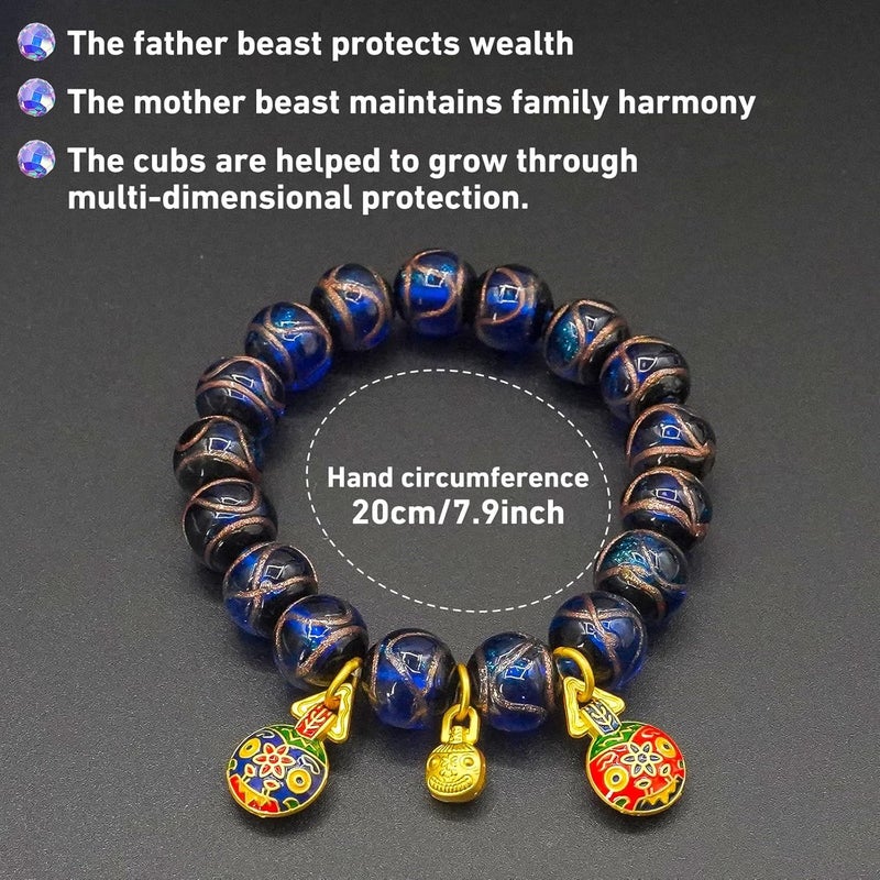 CNYTPE Colorful Gray Glaze Bracelet for Men and Women – Imperial Palace-Style Gold-Swallowing Beast Family Guardian Jewelry, Ancient Oriental Glazed Beads for Good Luck & Abundance Flow, Energy-Balancing Harmony Bracelet - Image 2